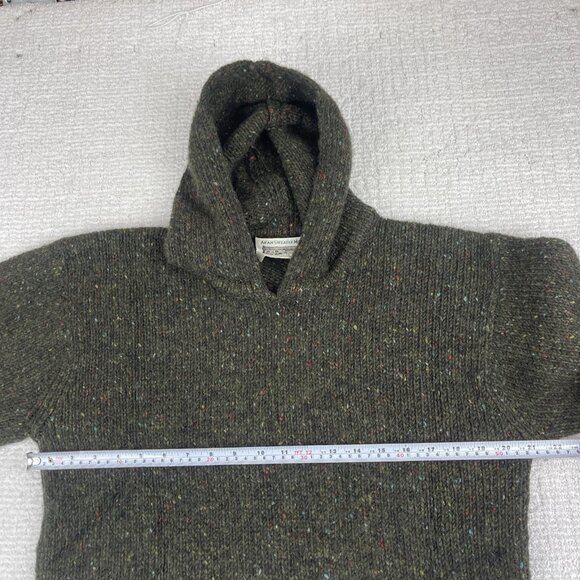 Aran Sweater Market 100%  Wool Pullover Hoodie Green Made in Ireland Read* - Picture 15 of 16